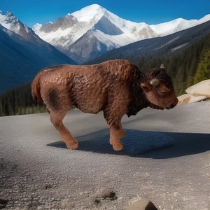 Schleich - Modellino animale bufalo BISON VITELLO americano marrone 2004 - Foto 1 di 9