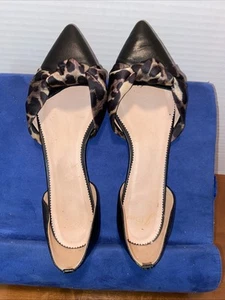 J.Crew Pointed-toe flats leather, leopard knot satin Women’s 8 Moroccan #s1 - Picture 1 of 14