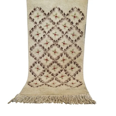Vintage Moroccan Berber Rug Handmade Wool Rug Art Rose Motifs Berber Rug Carpet - Image 1 of 4