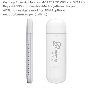 Chiavetta Internet Moden 4G LTE USB WiFi con SIM Link Key cat4 150mbps Wireless - Foto 1 di 17