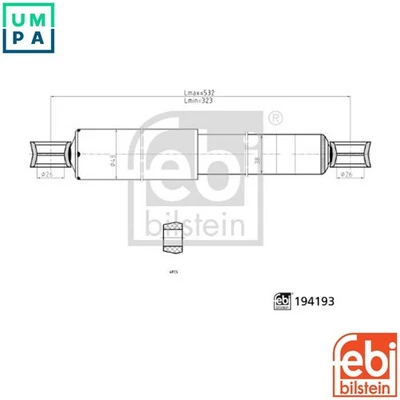 SHOCK ABSORBER 194193 FOR NISSAN NP300/PICKUP NAVARA QD32 3.2L KA24DE 2.4L 4cyl - Image 1 of 4