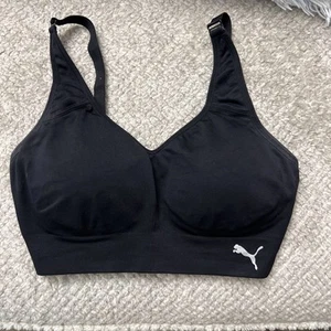 Reggiseno sportivo Puma Medium nero con emblema Puma - Foto 1 di 3