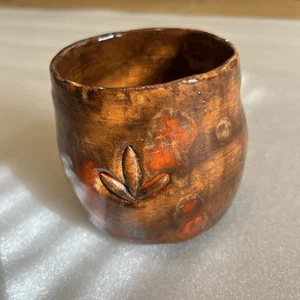 1970’s Americana Folk Art Handmade Planter Mug 3.5” Carved - Bild 1 von 6