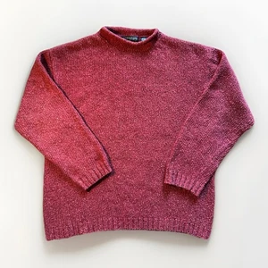Vintage 90s Men’s Structure Roll Neck Knit Sweater Size Large Wool Silk Maroon - Bild 1 von 7