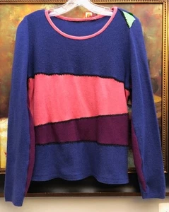 Upcycling Pullover Pulli rosa blau himbeere 100% Kaschmir Neiman Marcus Gr. M - Bild 1 von 2