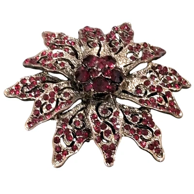Natasha Christmas Rhinestone Poinsettia Ponytail Holder Hair Tie Elastic Band - Image 1 of 4