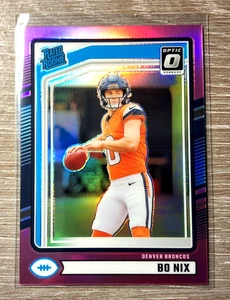 2024 Panini Donruss - Rated Rookie Bo Nix #369 Optic Preview Pink Prizm (RC) - Picture 1 of 2