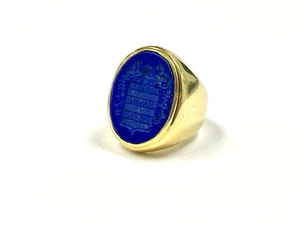 ROTHSCHILD'S CHUNKY 18K YELLOW GOLD LAPIS LAZULI INTAGLIO CREST RING SIZE 6.25 - Picture 1 of 8