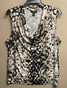 Alfani Womens Blouse Stretch Sleeveless Cowl Neck Animal Print Tops Tan Size-L - Picture 1 of 13