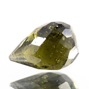 1.79ct MOLDAVITE tektite faceted loose gem DROP 9x6MM + COA #CM1080 - Picture 1 of 6