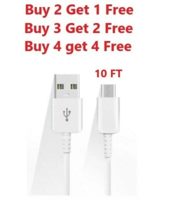 For Samsung S10 S8 10Ft Type C USB C Cable Fast Charging Quick Charger Cord  - Image 1 of 2