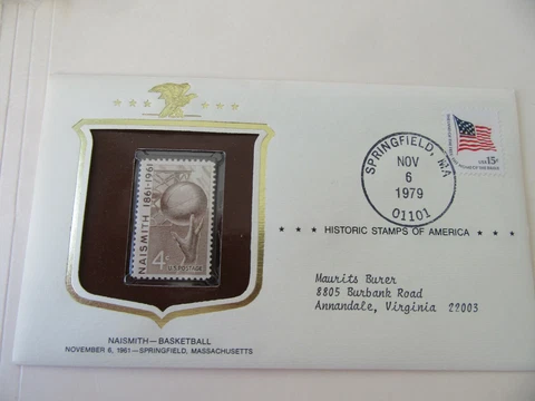 Basketball 4c 1961 Stamp Cover Sc#1189-18th Anniv.-Historic Stamps Of America Cover