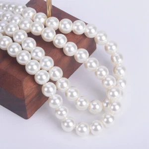 105pcs/strand 8mm Round Pearl Coated Glass Beads For Jewelry Making DIY Bracelet - Picture 1 of 33