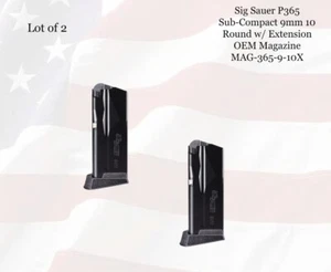 LOT of (2) Sig OEM P365 Sub-Comp. 9mm 10rd w/Finger Rest Magazine #MAG-365-9-10X - Picture 1 of 5