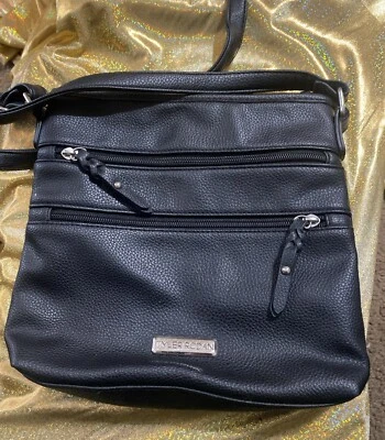 Tyler Rodan Shoulder Crossbody Bag BlackVegan LeatherMulti Zip Purse 9x9 - Image 1 of 4