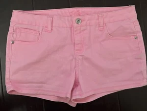 Justice Shorts Juniors Denim Size 16 1/2 Neon Pink New - Picture 1 of 7