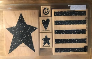 STAMPIN' UP! ~ OLD GLORY ~ 2003 RUBBER STAMP SET ~ 5 PATRIOTIC STAMPS ~ RETIRED - Picture 1 of 4