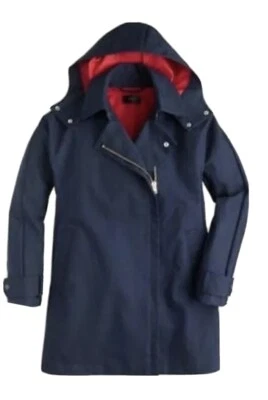 J Crew Chaqueta de Lluvia Azul Marino Línea A con Capucha Desmontable - Talla S Foto 1 de 4