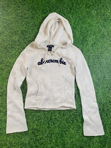 Abercrombie Vintage Cable Knit Wool Juniors Hoodie Sweater Medium - Picture 1 of 7