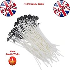 200 X 15cm Long Pre Waxed Wicks for Home Candle Making Cotton With Sustainers UK