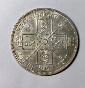 1887 Roman I Victoria  Jubilee Double Florin Original  Decent No issues KM#763 - Picture 1 of 2