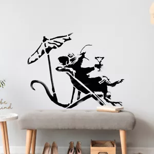 Banksy Rat On Deckchair Stencil - Reusable Art Painting Stencil - Picture 1 of 4