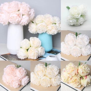 5-27 Head Artificial Flower Bouquet Fake Silk Tea Rose Wedding Bridal Home Decor - Picture 1 of 30