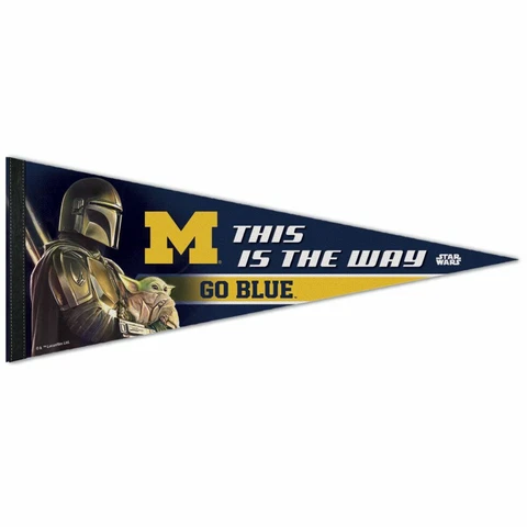 MICHIGAN WOLVERINES BABY YODA MANDALORIAN ROLL UP FELT PENNANT 12"x30" WINCRAFT Cover