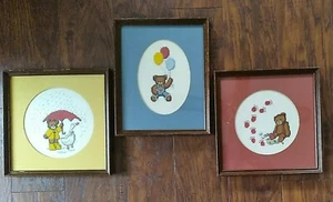 3 imágenes de arte con aguja de osos de peluche enmarcadas y enmarañadas hechas a mano - Imagen 1 de 10