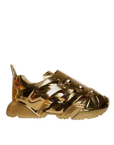 Dolce&Gabbana DAYMASTER Men Gold Sneakers Leather Casual Trainers Shoes Sz EU 44 - Picture 1 of 8