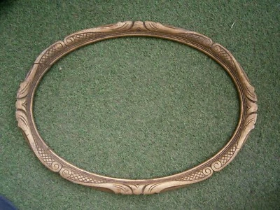 ANCIEN CADRE OVALE BOIS SCULPTE DORE FEUILLURE 59,5 X 41,8 FRAME FRENCH ANTIQUE - Photo 1/4