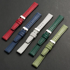 Correa de reloj de cuero genuino de silicona de alta calidad accesorios 10 12 14 16 mm - Imagen 1 de 19