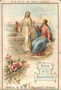 Altes Heiliges Bild - Jesus Und Die Samariterin - Picture 1 of 2