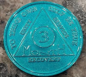 aa aluminum alcoholics anonymous 3 month recovery sobriety chip coin token  - Picture 1 of 2