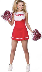 XS womens Red and While cheerleading Fancy dress costume Glee style