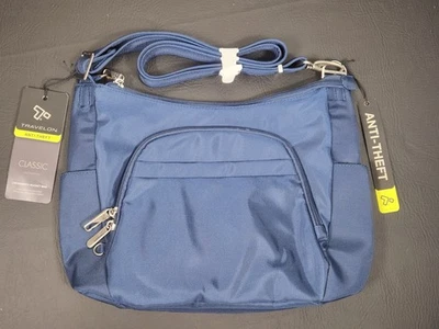 NEW Travelon Anti-Theft Classic Crossbody Bucket Bag Midnight Blue 42757 NWT - Image 1 of 4