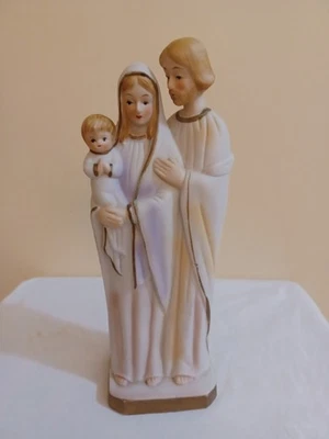 Estatuilla de cerámica de porcelana del Niño Jesús María José de la Sagrada Familia 10,5" Foto 1 de 4