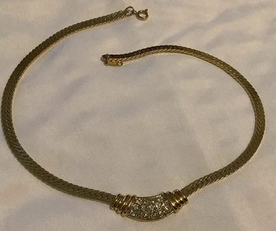"Collar Avon tono dorado cadena con cristales transparentes 15"" L (1607)" Foto 1 de 3