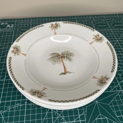 Juego de 4 cuencos de cereal para sopa Gibson Bahama Bay verde palmera coco 8" Foto 1 de 4