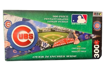 TDC Wrigley Field Chicago Cubs Pennant Shape Jigsaw Puzzle MLB 300 Pc SEALED HTF - Image 1 of 4