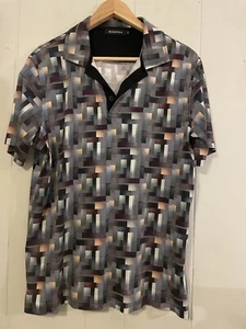 NWOT Bugatchi rare abstract digital print mercerized cotton multicolored shirt M - Picture 1 of 10