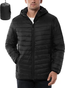 Lightweight Waterproof Puffer Jacket Men'S Packable Insulated Winter Jacket with - Picture 1 of 12