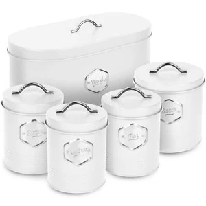 HEFTMAN Kitchen Storage Canister Coffee Sugar Tea Bread Airtight 5 Pieces Set - Picture 1 of 32