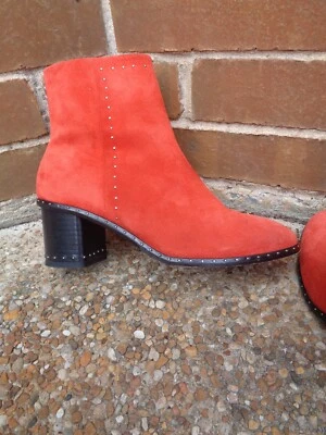 Botas al tobillo Rag & Bone rojo sauce gamuza cuero tachonado talla mujer 39 Foto 1 de 4