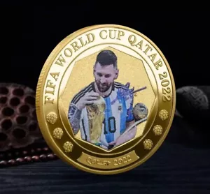 Lionel Messi Argentina World Cup Gold Coin inc Display Box - Picture 1 of 3