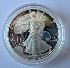 1995-P 1 oz Proof American Silver Eagle Dollar Coin w/ Box - Picture 1 of 4