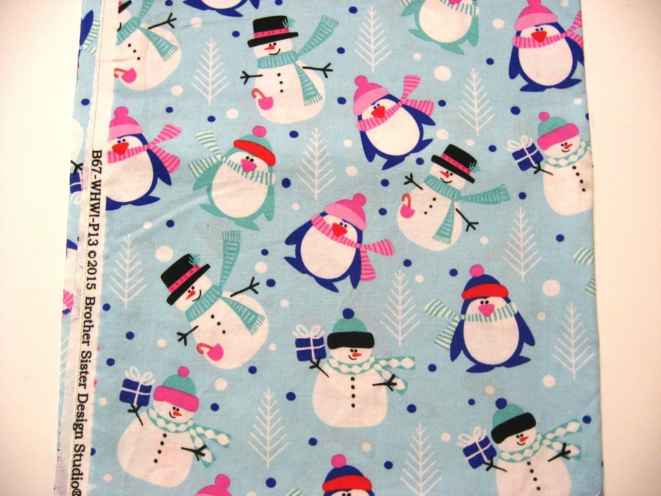 30" Brother Sisters Designs Studio Snowmen Penguin Christmas Tree Polka Dot Snow - Image 1 of 1