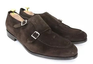 SUITSUPPLY Men Formal Shoes EU44.5 Brown Suede Leather Double-Buckled Low-Top - Picture 1 of 12