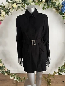 TED BAKER Jammila cappotto trench coat taglia 2 UK 10 nero con cintura lunghezza media NUOVO PM07 - Foto 1 di 23
