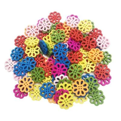100 Pieces Mixed Flower Shape 4 Holes Buttons Supplies - Image 1 of 4